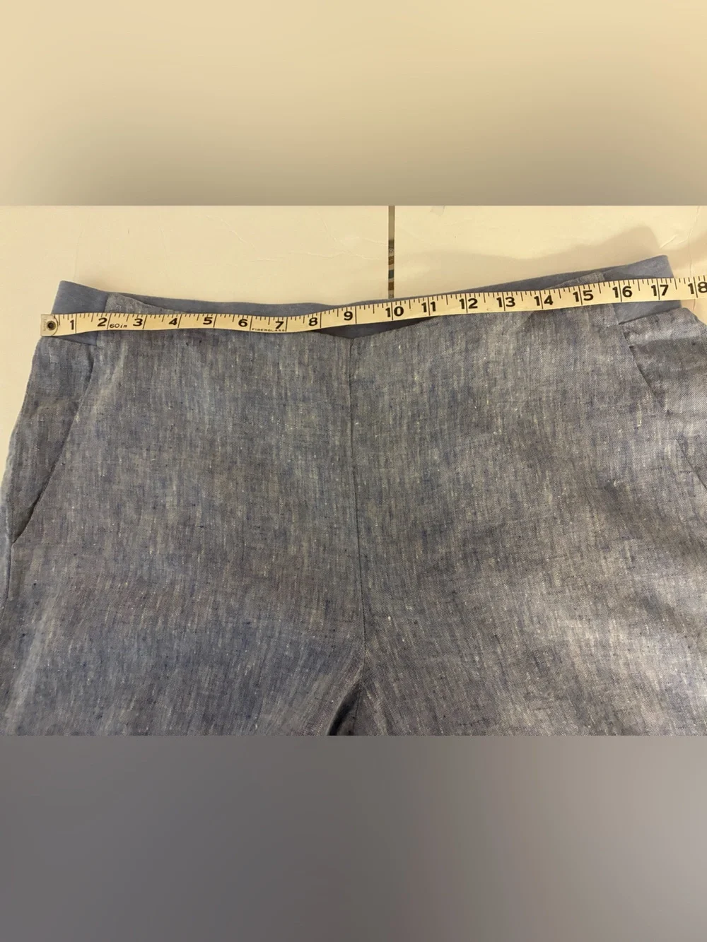 J.Jill Love Linen Pants Women M Blue Heather Chambray Pull On Coastal Lagenlook